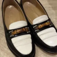 GUCCI ブラック ホワイトローファー 35 1/2