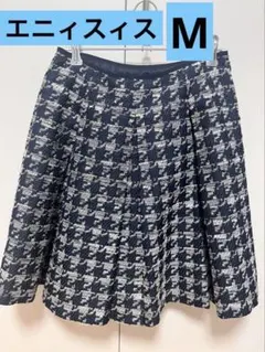 anySiS エニィスィス フレアスカート ひざ丈 千鳥格子 紺 ネイビー　M