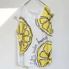 デシグアル レモン柄 半袖Tシャツ Lサイズ ビッグプリント 総柄 カットソーのサムネイル