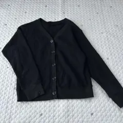 【7984】UNIQLO ユニクロ　ワッフルVネックカーディガン長袖ブラック　M