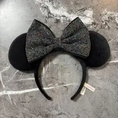 ディズニー ミニー カチューシャ ラインストーン カラフル ブラック 黒【美品】