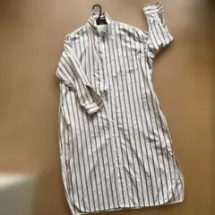 TICCAシャツワンピース白地にストライプにのサムネイル