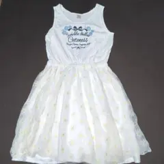 150★メゾピアノ★リボンプリント！お花柄チュール切り替えワンピース★