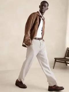Banana Republic リネン混スラックス ベージュのサムネイル