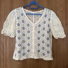 かぎ編み風刺繍カーディガン アイボリー SM2 エヘカソポ studioclipのサムネイル
