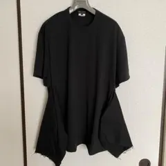 コムデギャルソンオムプリュス 25SS ポリエステル フラシ布Tシャツ ブラック