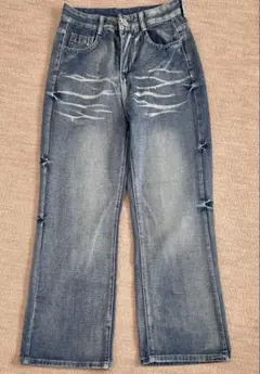 【新品】ダメージ加工 ストレートデニム　Mサイズ