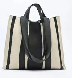 ZARA ファブリックトートバッグ ストライプ ボーダー