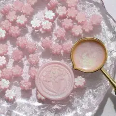 ピンク 桜 花シーリングワックス 約100粒 卒業 結婚式 お手紙 ラッピングに