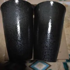 KIWAMI 黒 陶器 グラス 2個セット