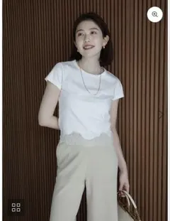 anuans シルクタッチコットンレーストリムコンパクトTシャツ1サイズ