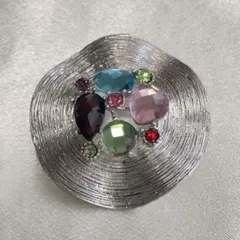 【35】カラフルビジューブローチ　ヴィンテージ　シンプル