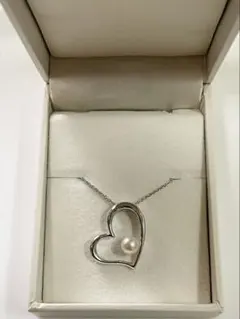 美品 TASAKI タサキ ダイヤ オープンハート ネックレス シルバー #17 