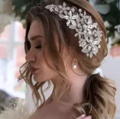 ヘッドドレス　お花　リーフモチーフ