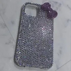 iPhone15 スマホケース キティちゃん デコ ラインストーン