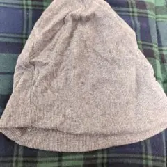 グレーとカーキ リブ編み ロングニット帽