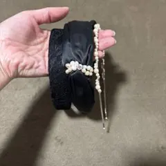 フォーマル用カチューシャ3点 ！サテン レース パール装飾。お得です。