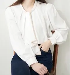natural couture 配色ボウタイ2WAYブラウス　オフのサムネイル