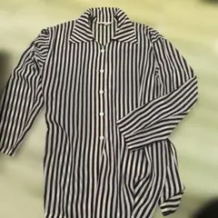 ELLE ストライプ 長袖シャツ ネイビー・ホワイト