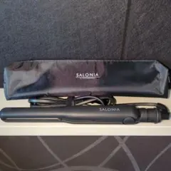 SALONIA ヘアアイロン 15mm 耐熱ポーチ付 SL-004S ブラック