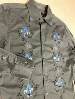 BURBERRY BLACK LABEL 極ストレッチ ベスタリン 刺繍 シャツ