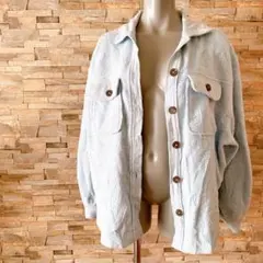 オーバーサイズ　ライトブルー フリースジャケット　アウター　羽織り