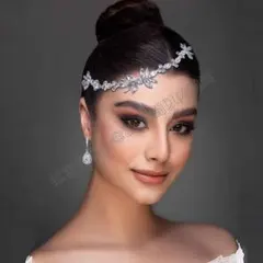 社交ダンス用 ヘッドドレス ラインストーン ヘアアクセサリー シルバー コーム付のサムネイル