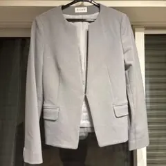 PLSTノーカラージャケット ライトグレー