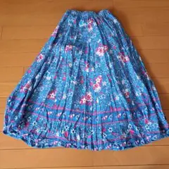 ロデオクラウンズ花柄フレアスカート ブルー ロング丈のサムネイル