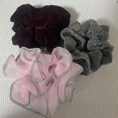 ヘアアクセサリー シュシュ 3点セット