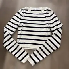 ZARA ボーダー クロップド丈 ニット 長袖