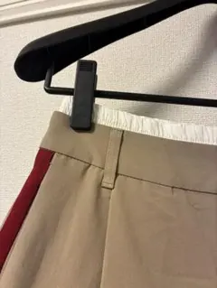 ZARA サイドライン ワイドパンツ ベージュ×レッド 未使用 タグなし XS