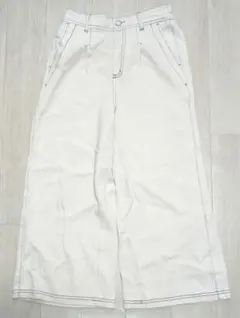 Lovetoxic クリーム色デニム　ワイドパンツ 150