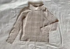 イーストボーイ　カットソー　Tシャツ　ハイネック　ベージュ　チェック柄　11号