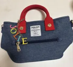 Jolie Joli デニムブルー レッド ハンドバッグ