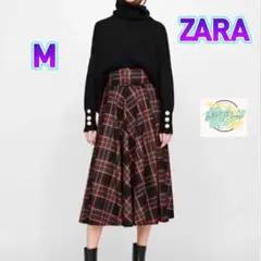 【美品】 訳あり　ZARA ザラ　タータンチェック　フレアスカート　M D6