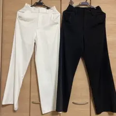 GRL センタープレスストレートパンツ[ai07] ホワイト/ブラック2点セット