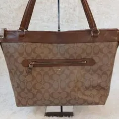 COACH コーチブラウン トートバッグ シグネチャー ロゴ入り　Ｆ５３２８６