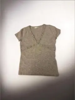 VINO ROUGE グレー Vネック 半袖ニット　Mサイズ