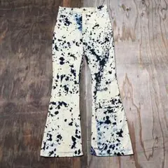 00s ペイント フレアパンツ ペンキ ブリーチ加工 ムラ染 デザイン ヒッピー
