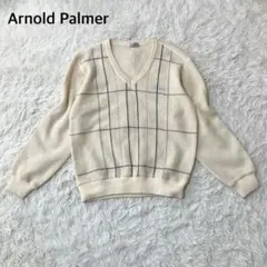 Arnold Palmer ニットセーター　Ｖネック　チェック柄　ウール混