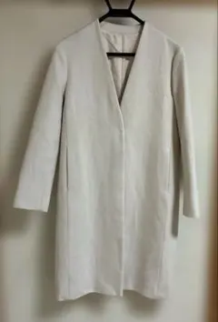 destyle ロングコート ノーカラー アイボリー　M