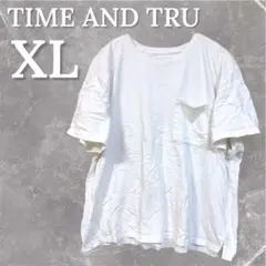 Tシャツ 【XL】 ホワイト 白 無地 胸ポケット クルーネック 半袖 シンプル