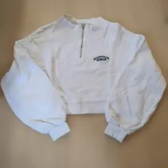 WEGO ハーフジップ 短丈スウェット 白