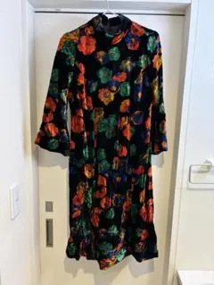 ベロア　ワンピース　カラフル　古着　クリスマス