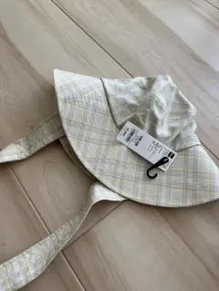 GU×rokhチェック柄バケットハット（ホワイト・イエロー）