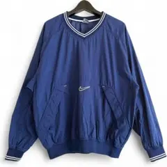 90s ヴィンテージ NIKE ナイロンプルオーバー 刺繍ロゴ 紺 M X9