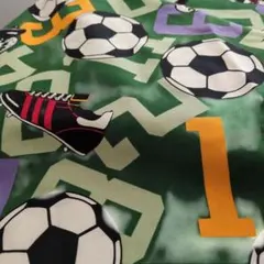 サッカー柄プリント生地 綿