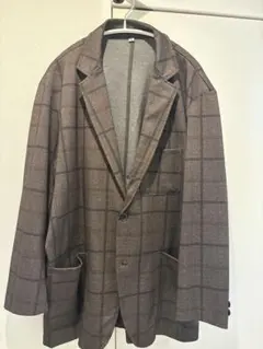 ブラウン系チェック テーラードジャケット 3L
