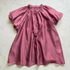 NATURAL BEAUTY BASIC　シアーバルーン袖ブラウス　バンドカラー